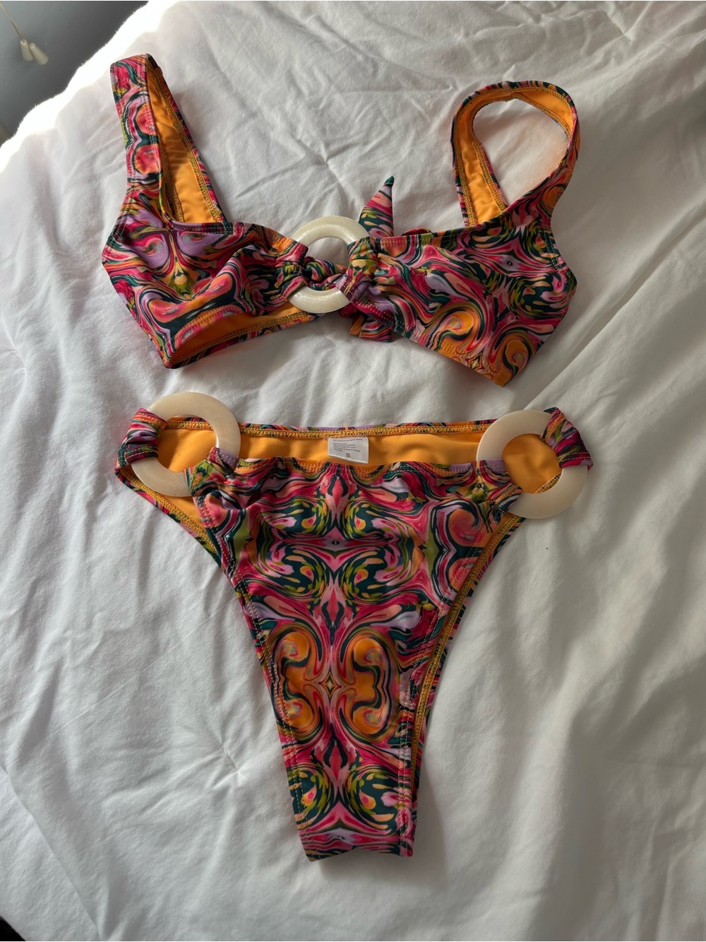 Strawberry Milk Mob Pink & Orange Swirl Two-Piece Bikini